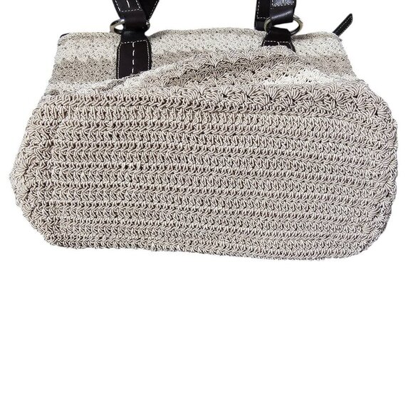 Super Tote New Crochet Boho Bucket Neutral Taupe Cream 3 Piece Shoulder Bag - Picture 13 of 16
